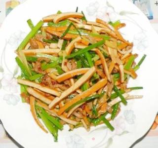 韭菜苔.豆腐干炒肉丝