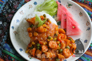 椰香咖喱虾饭的做法