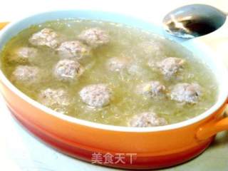 清汤冬茸烩肉丸的做法