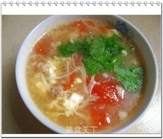 番茄金针菇肉末汤的做法