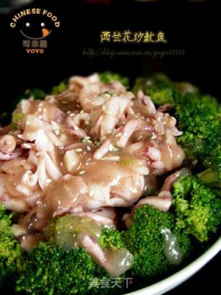 西兰花炒鱿鱼的做法