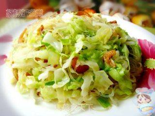 椰菜虾米炒粉丝
