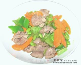 鸡心炒毛豆的做法