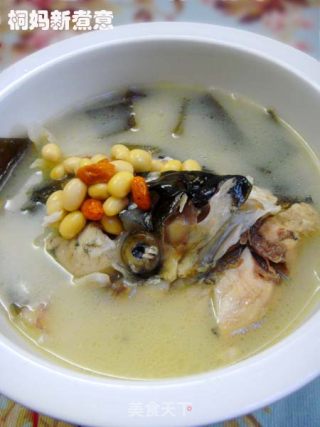 海带黄豆鱼头汤的做法