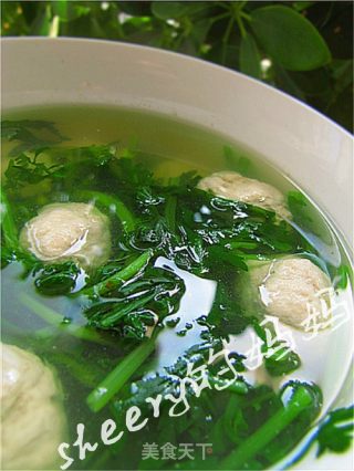 茼蒿肉圆汤的做法