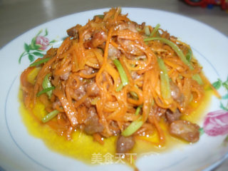 肉片炒胡萝卜丝的做法