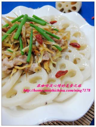 银鱼肉丝蒸藕片的做法