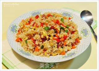 蛋蔬腊味饭的做法