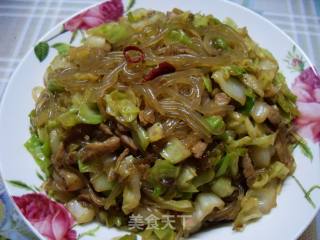 肉丝包菜炒粉的做法