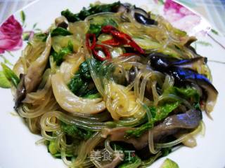 生菜鲜蘑炒粉的做法