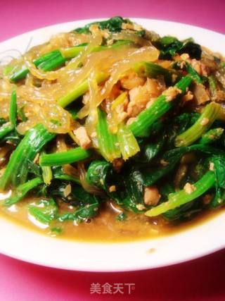 菠菜肉末炖粉条的做法