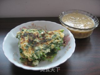 营养早餐——菜煎饼加小米绿豆粥