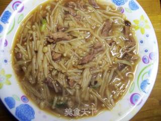 金针菇炒肉的做法