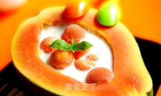 木瓜牛奶冻饮的做法