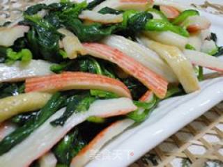 菠菜炒蟹棒的做法