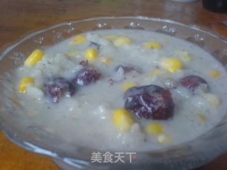 红枣玉米豆浆粥的做法