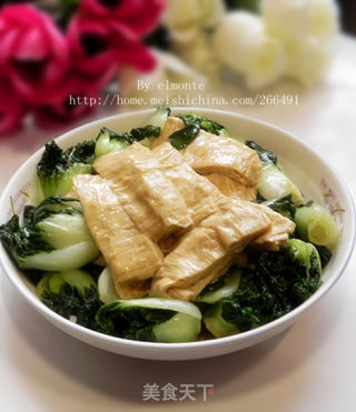 小白菜炒鲜腐竹的做法
