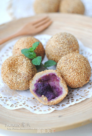 紫薯麻团——小麻团里蕴藏的紫色韵味的做法