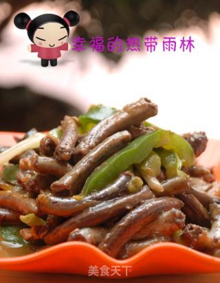 菜椒炒血鳗的做法