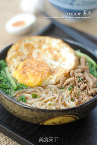 【家常青菜肉丝面】家常最美味的做法