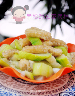 蒜末丝瓜炒油条的做法