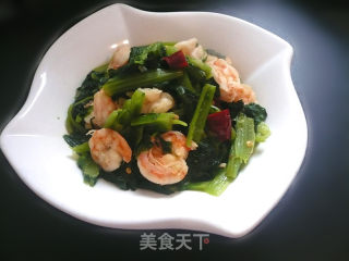 虾炒小白菜的做法