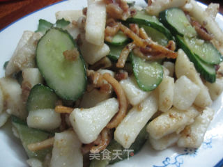 山药青瓜炒鱿鱼的做法