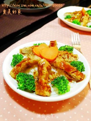 有爱的便当最美味—猪排爱心饭的做法