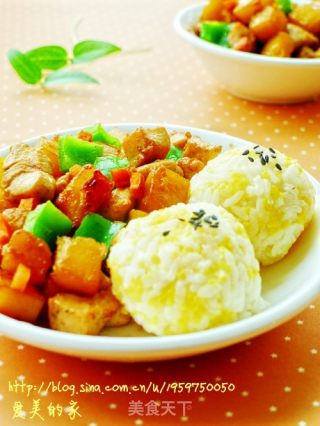 多吃点粗粮让健康加分---南瓜鸡丁玉米饭