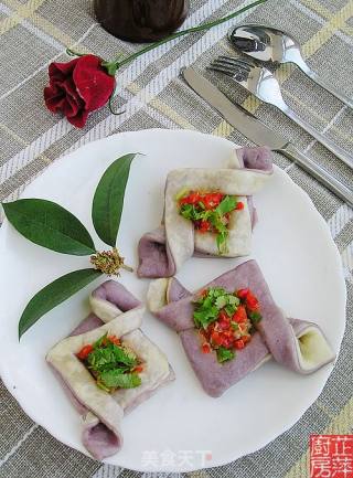 千层紫薯双色鲜肉饼的做法