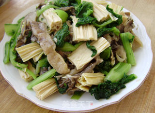 家常小炒----腐竹鲜蘑烧白菜的做法