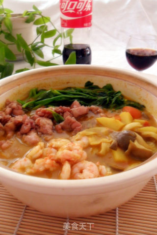 风情咖喱鸡肉火锅的做法