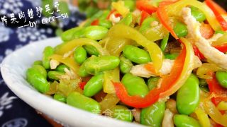 榨菜肉丝炒毛豆的做法