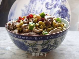 酸甜辣咸给力菜----------------酸豆角鸡杂的做法