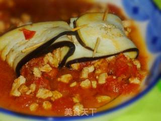 衣带渐宽终不悔---蒸茄子鸡肉西红柿卷的做法
