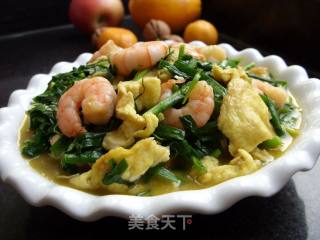 男人菜------------韭菜鸡蛋滑虾仁的做法