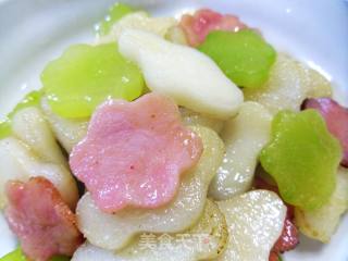 莴苣火腿炒年糕（迷你可爱版）的做法