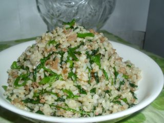西洋菜肉末炒饭的做法