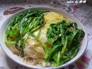 肉片茼蒿蛋蒸粉丝的做法