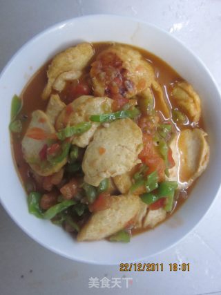 番茄辣椒烩豆腐的做法