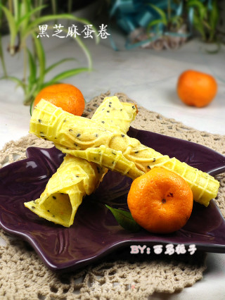 【蛋卷烤盘】黑芝麻蛋卷的做法