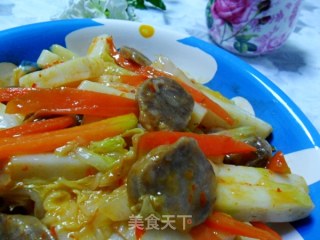 腊肠炒年糕的做法