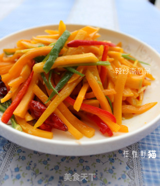 ｛素食｝辣炒南瓜条的做法