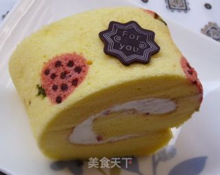 手绘草莓蛋糕卷