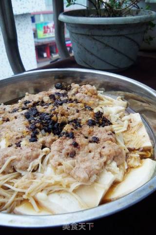 肉末金针菇蒸豆腐的做法
