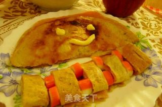 健康早餐—笑脸火腿蛋饼的做法