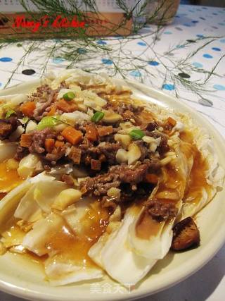 蒜蓉牛肉蒸白菜的做法