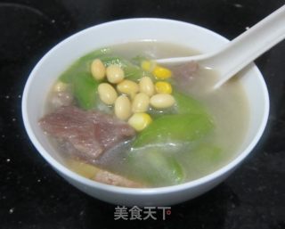 丝瓜黄豆肉片汤的做法