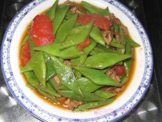 番茄肉片炒芸豆的做法