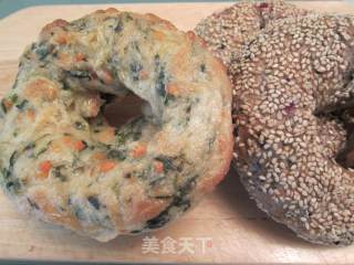 全麦野菜贝果&紫薯芝麻贝果的做法